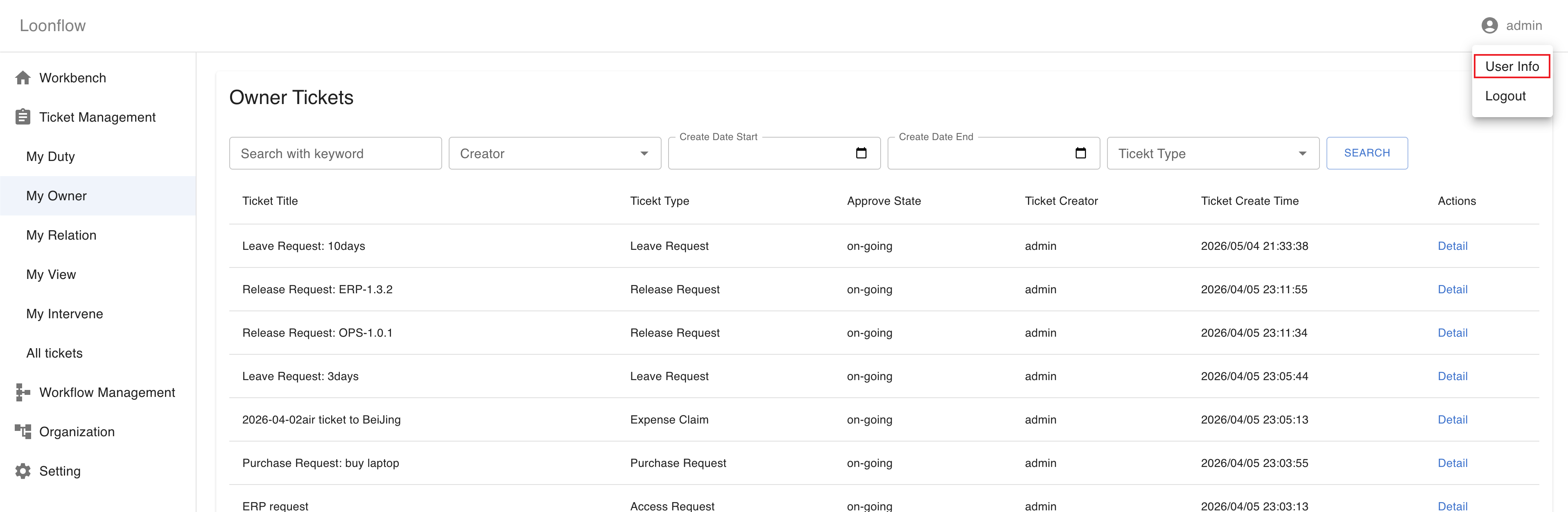 Personal Information and Personal Access Token in Loonflow